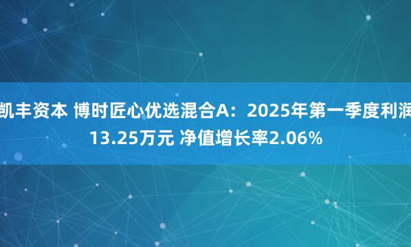 凯丰资本 博时匠心优选混合A：2025年第一季度利润13.25万元 净值增长率2.06%